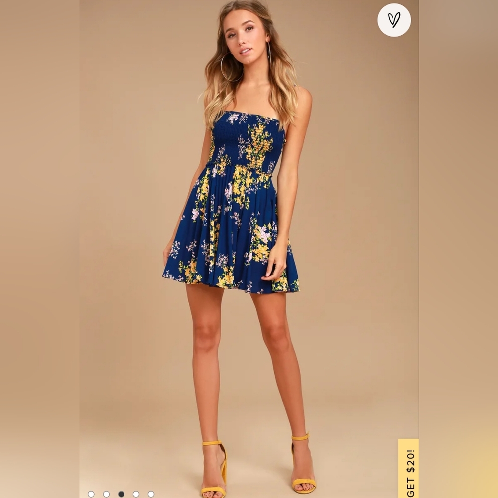 LULU'S NEVER WORN floral spring skater dress, small